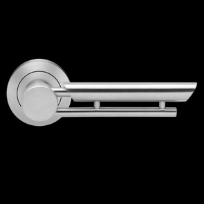 Toronto Lever in Satin Stainless Steel with Round Rose